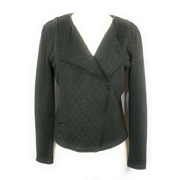 ATHLETA Womens Belvedere Quilted Moto Jacket in Olive Green Size S - Picture 8 of 11